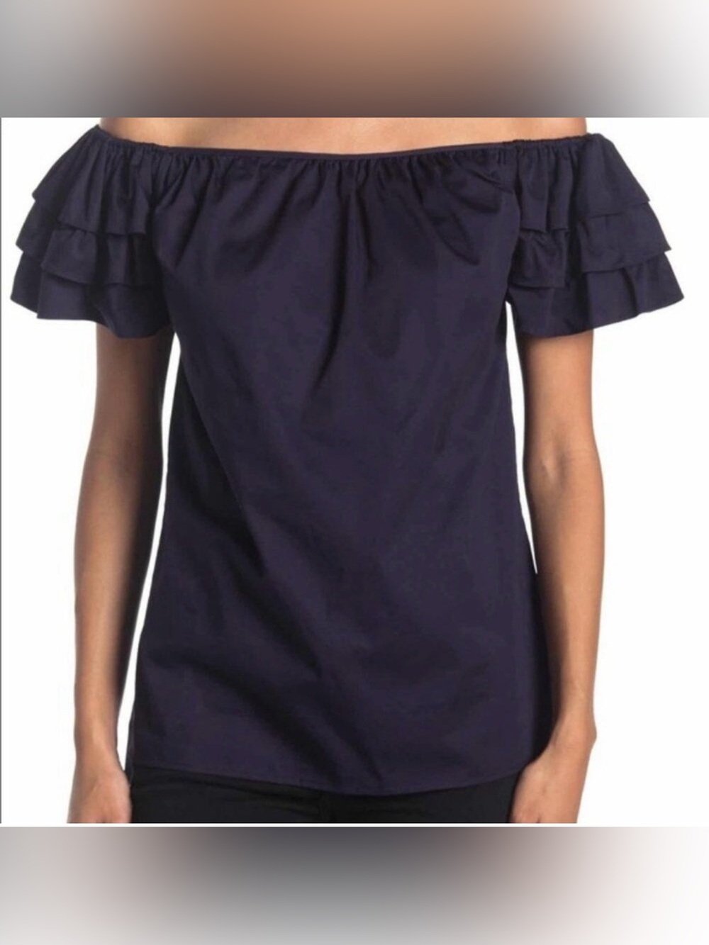 Ted Baker London Off the Shoulder Ruffle Blouse Top Blue Size 0